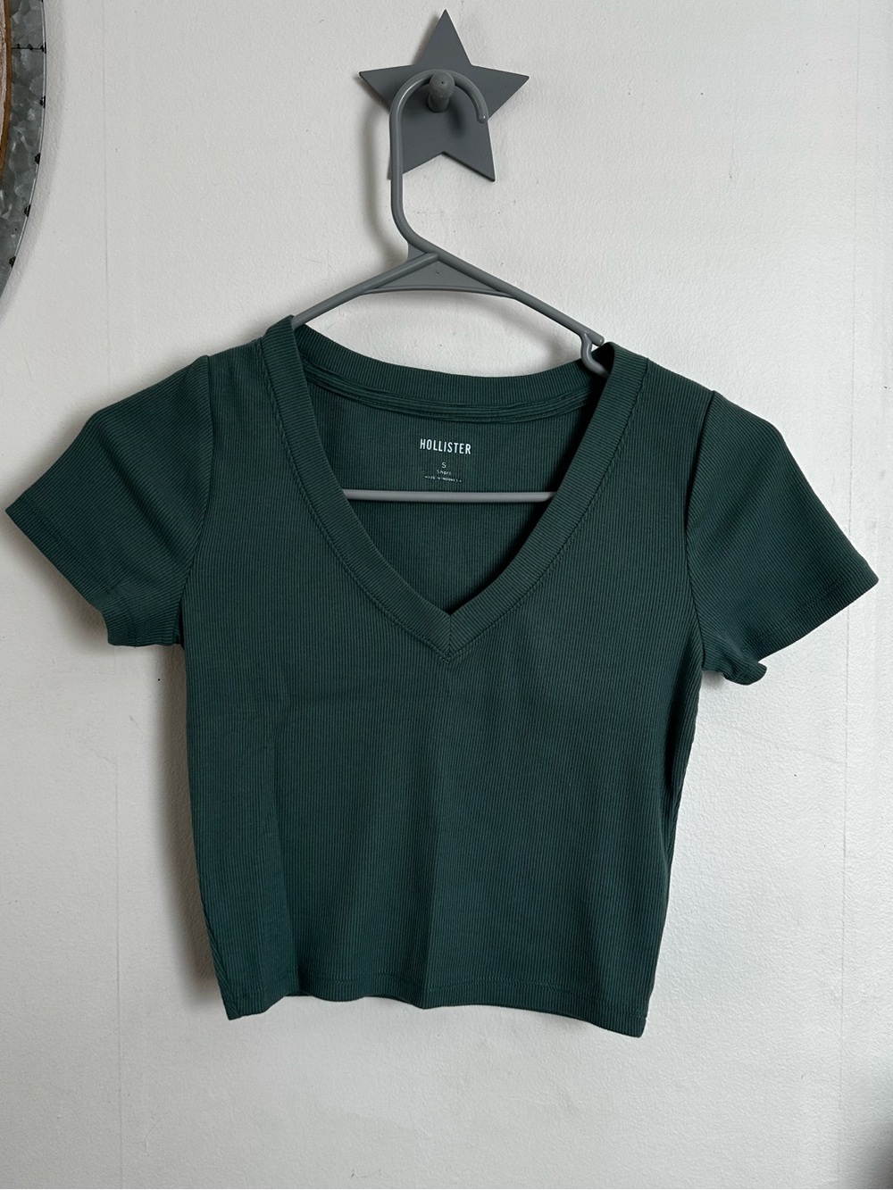 Hollister Teal Ribbed crop top Small